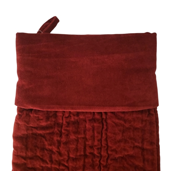 Channel Quilted Velvet Stocking, Large Red - Picture 2 of 6